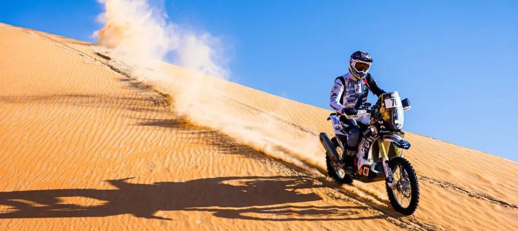 76 LEPAN Jean-Loup (FRA), Duust Rally Team, KTM 450 Rally Replica, FIM W2RC, action during the Stage 4 of the 2024 Abu Dhabi Desert Challenge, on March 1, 2024 in Mzeer’ah, United Arab Emirates © A.S.O/DPPI/B.Roux