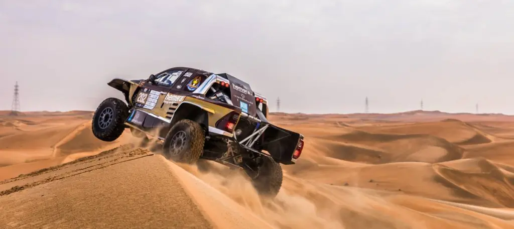 202 CHICHERIT Guerlain (FRA), WINOCQ Alexandre (FRA), Overdrive Racing Toyota Hilux Overdrive, FIA W2RC, action during the Stage 3 of the 2024 Abu Dhabi Desert Challenge, on February 29, 2024 in Mzeer’ah, United Arab Emirates © A.S.O/DPPI/B.Roux